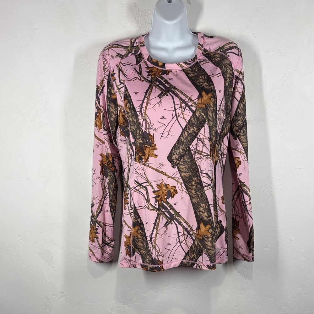 Energy Zone Mossy Oak Pink Camouflage Long Sleeve Top size medium